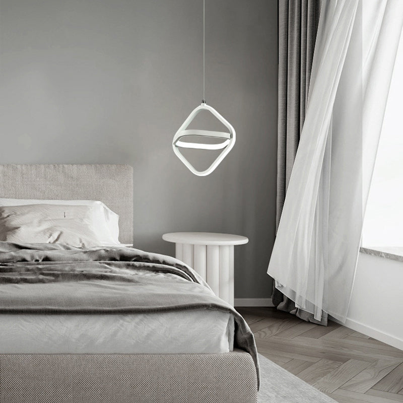 Nordic Style Aluminum Pendant Light Geometric LED Hanging Pendant for Bedroom