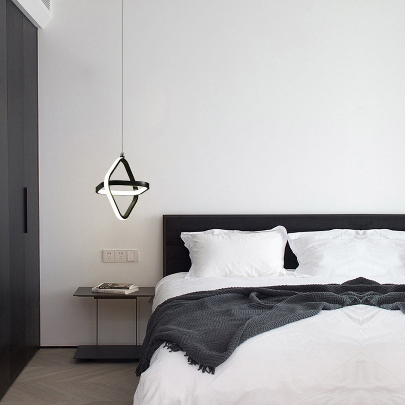 Nordic Style Aluminum Pendant Light Geometric LED Hanging Pendant for Bedroom