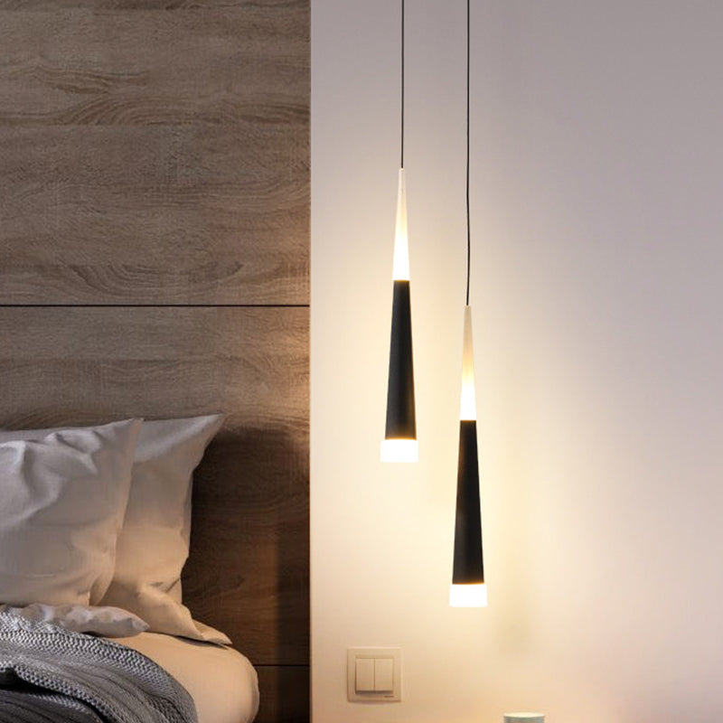 Modern Style Metal Pendant Light Cylinder Shape Hanging Pendant for Bedroom