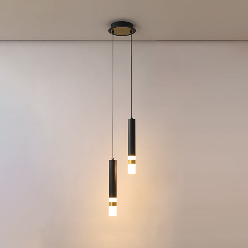 Modern Style Metal Pendant Light Cylinder Shape Hanging Pendant for Bedroom