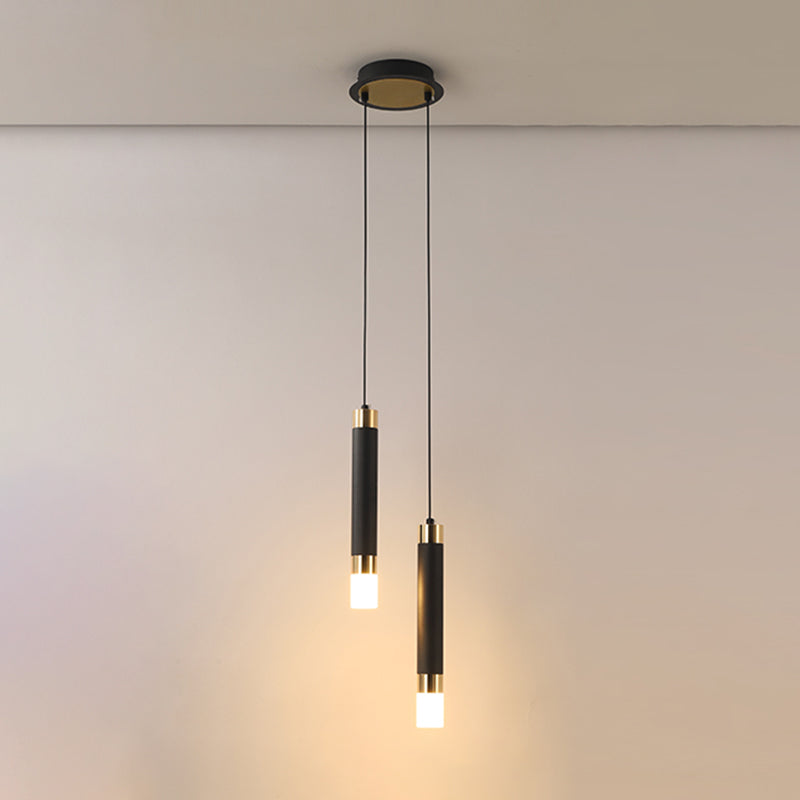 Modern Style Metal Pendant Light Cylinder Shape Hanging Pendant for Bedroom