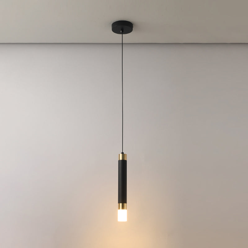 Modern Style Metal Pendant Light Cylinder Shape Hanging Pendant for Bedroom