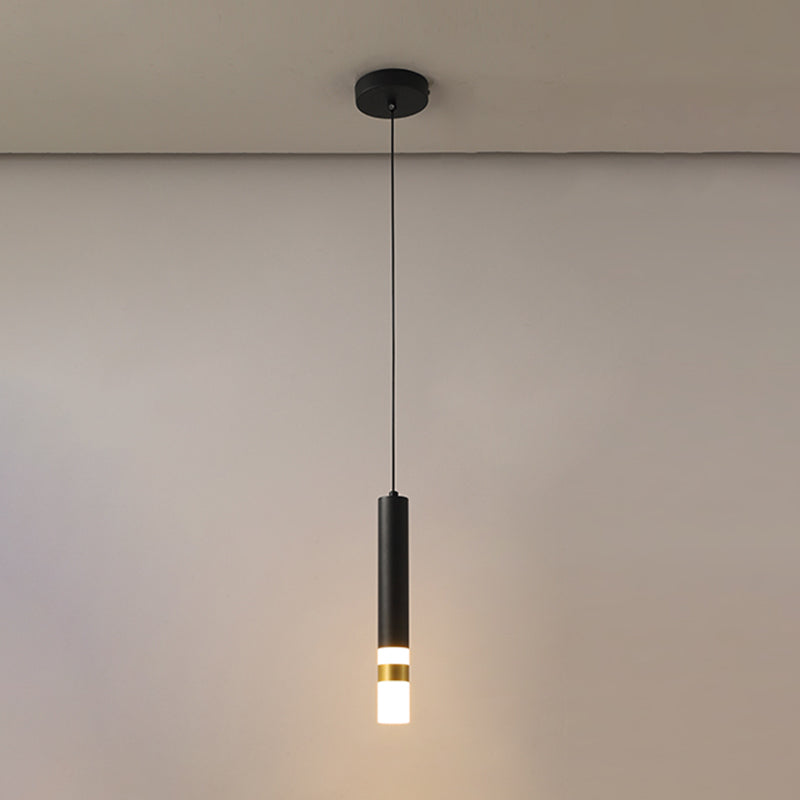 Modern Style Metal Pendant Light Cylinder Shape Hanging Pendant for Bedroom