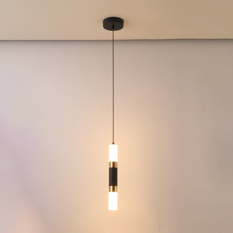 Modern Style Metal Pendant Light Cylinder Shape Hanging Pendant for Bedroom