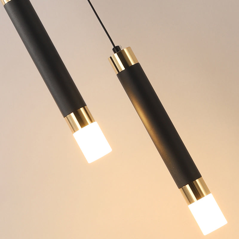 Modern Style Metal Pendant Light Cylinder Shape Hanging Pendant for Bedroom