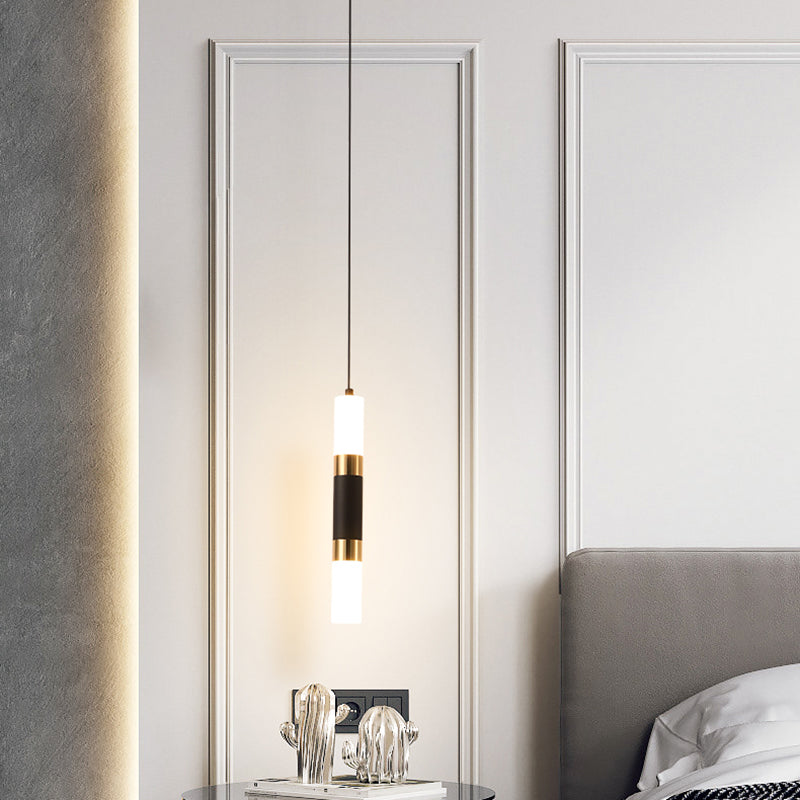 Modern Style Metal Pendant Light Cylinder Shape Hanging Pendant for Bedroom