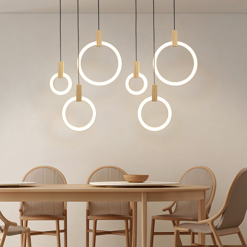 Contemporary Style Circle Shape Pendant Light Acrylic 1 Light Hanging Lamp