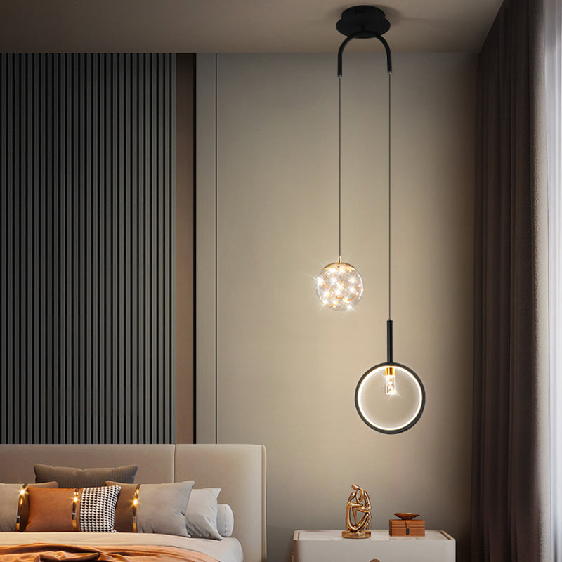 Contemporary Style Geometry Shape Pendant Lights Metal 2 Light Hanging Lamps