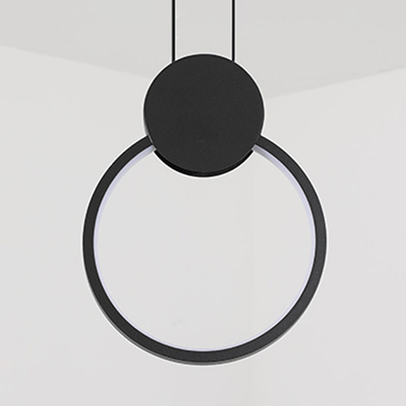 Contemporary Linear Shape Pendant Light Metal 1 Light Hanging Lamp in Black