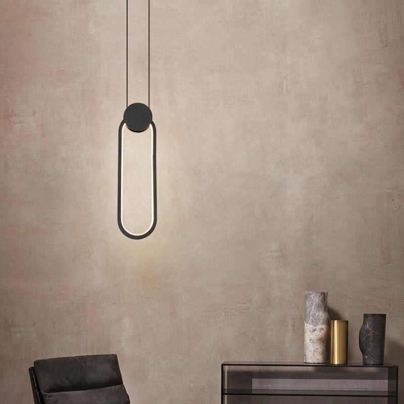 Contemporary Linear Shape Pendant Light Metal 1 Light Hanging Lamp in Black