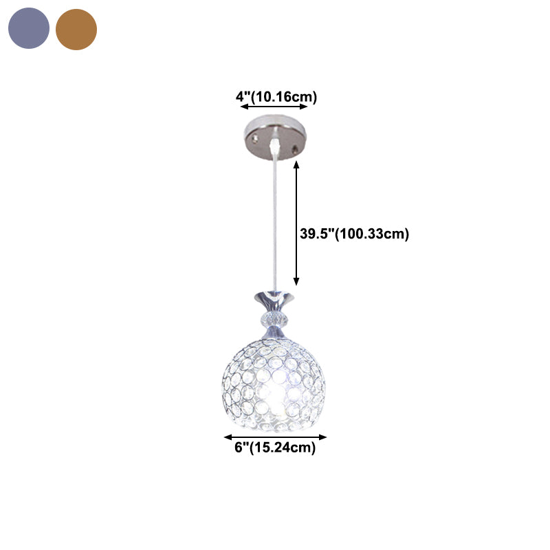 Postmodern Style Crystal Pendant Light Globe Hanging Pendant for Living Room