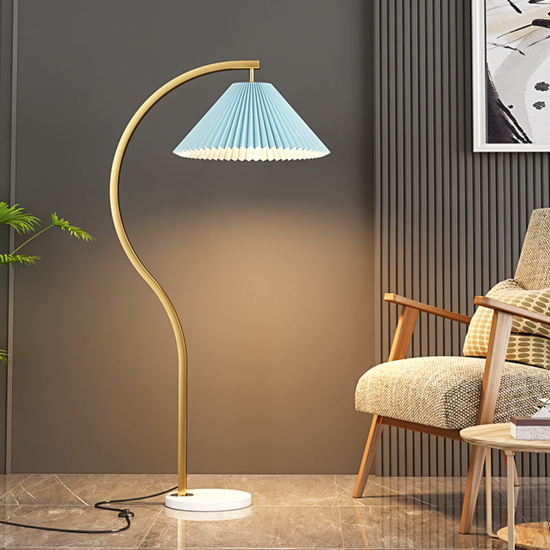 1-Light Nordic Style Floor Lamp Burlap Shade Floor Light for Living Room