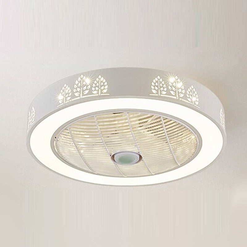 Ventilateur de plafond rond Light Style Kids Metal 1 Light LED Flush Light pour la chambre