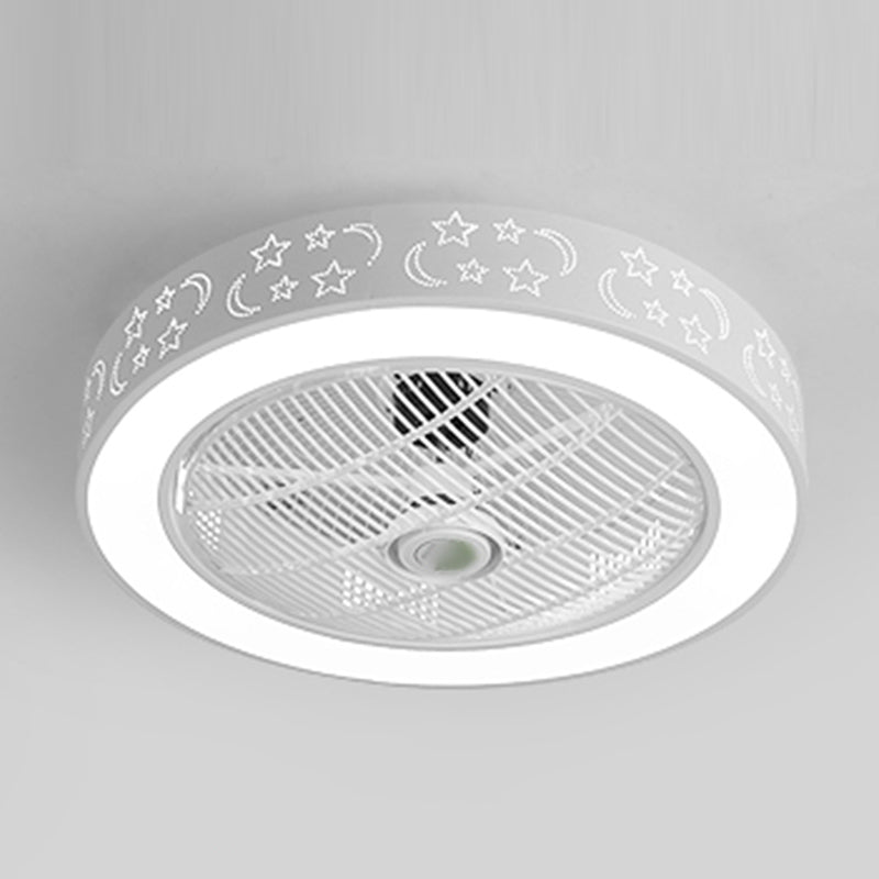 Ventilateur de plafond rond Light Style Kids Metal 1 Light LED Flush Light pour la chambre