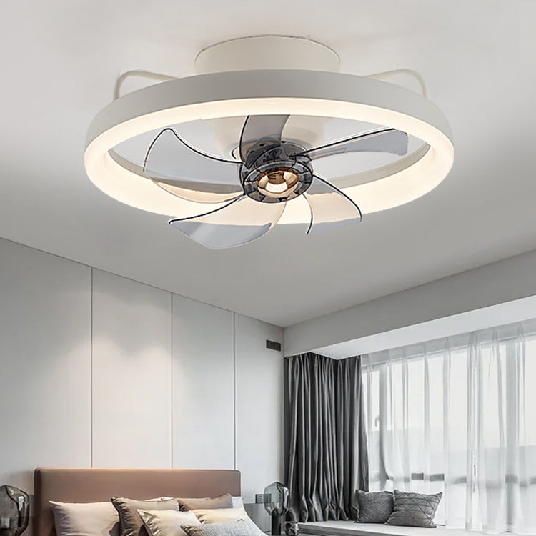 Nordic Style Metal Ceiling Fan Lamp Round Shape Colorful Ceiling Fan Light for Bedroom