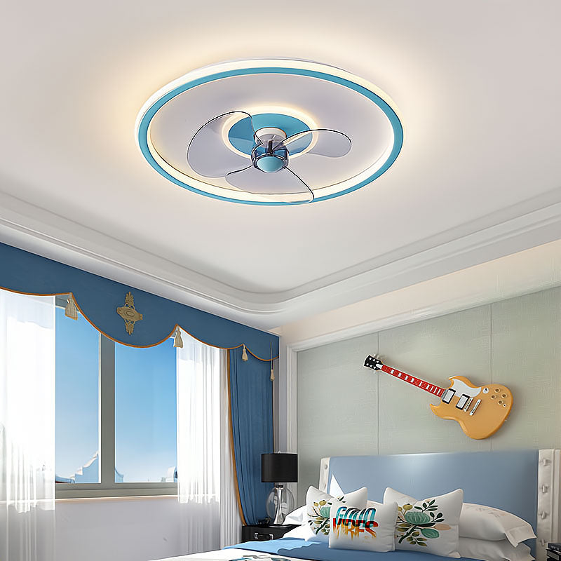 Nordic Style Metal Ceiling Fan Lamp Circle Shape Colorful Ceiling Fan Light for Bedroom