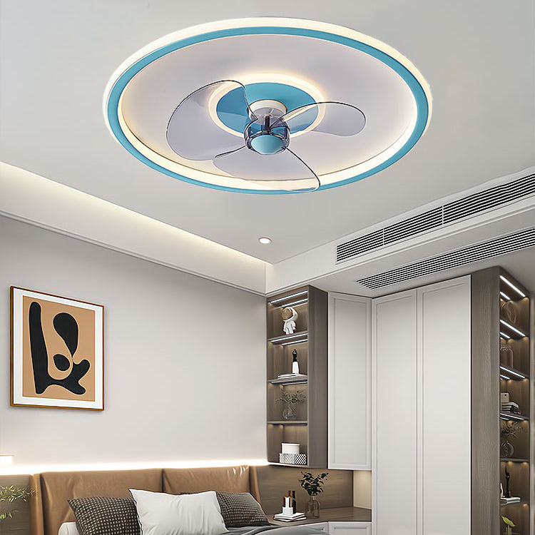 Nordic Style Metal Ceiling Fan Lamp Circle Shape Colorful Ceiling Fan Light for Bedroom