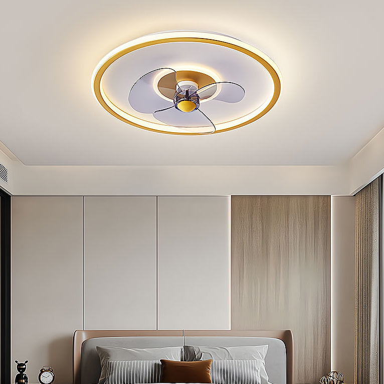 Nordic Style Metal Ceiling Fan Lamp Circle Shape Colorful Ceiling Fan Light for Bedroom