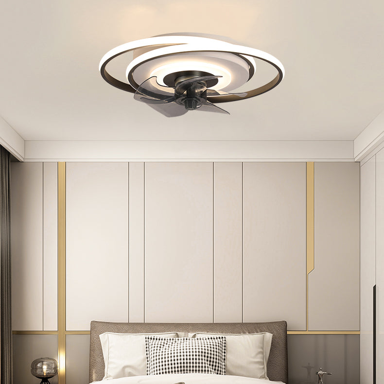 Nordic Style Ceiling Fan Lamp Mute LED Ceiling Fan Light with Silica Gel Shade for Bedroom