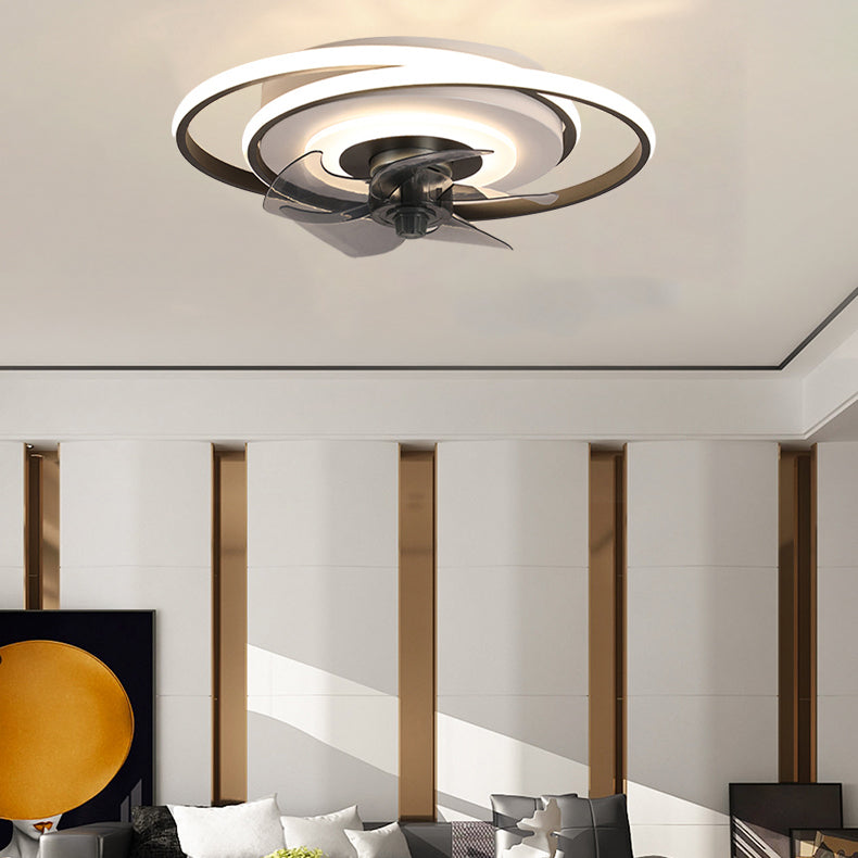 Nordic Style Ceiling Fan Lamp Mute LED Ceiling Fan Light with Silica Gel Shade for Bedroom