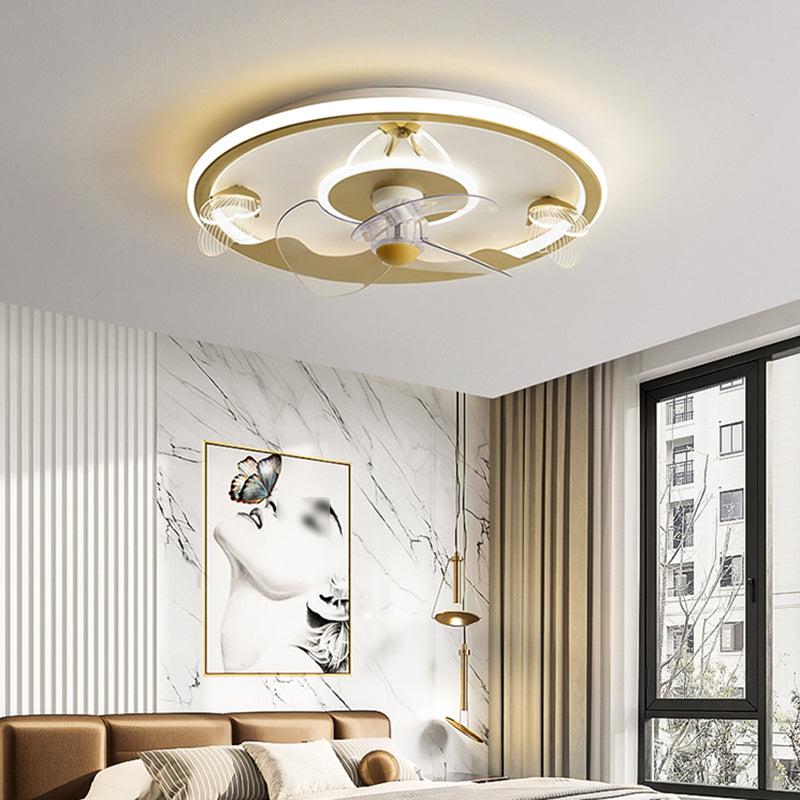 Butterfly Ceiling Fan Light LED Ceiling Mount Lamp with Acrylic Shade for Bedroom