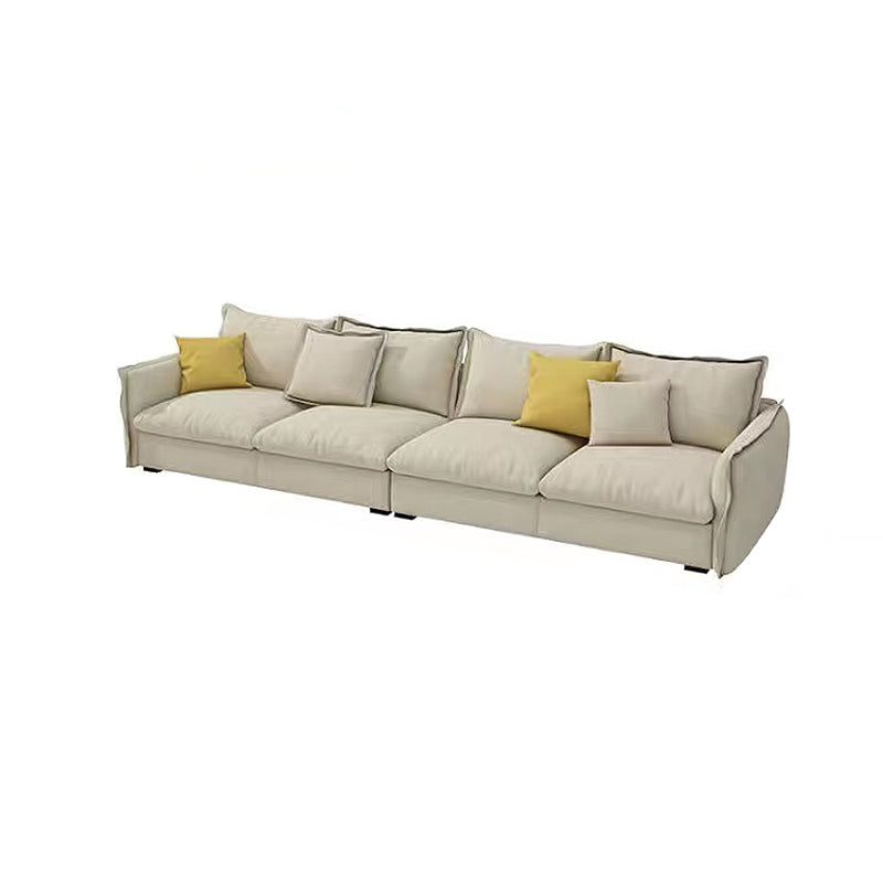 Contemporary Living Room Square Arm Sofa Beige Pillow Back Settee