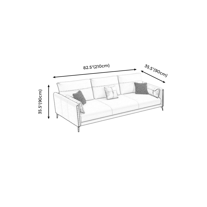 Stain Resistant Stationary Faux Leather Recessed Arm Standard Sofa