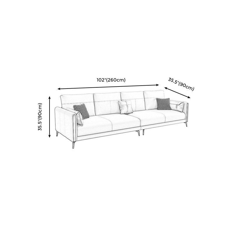 Stain Resistant Stationary Faux Leather Recessed Arm Standard Sofa