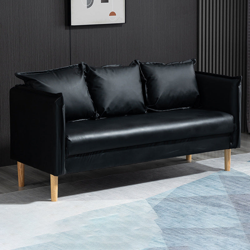 Contemporary Three Pillow Back Sofa with Tuxedo Arm for Apartment