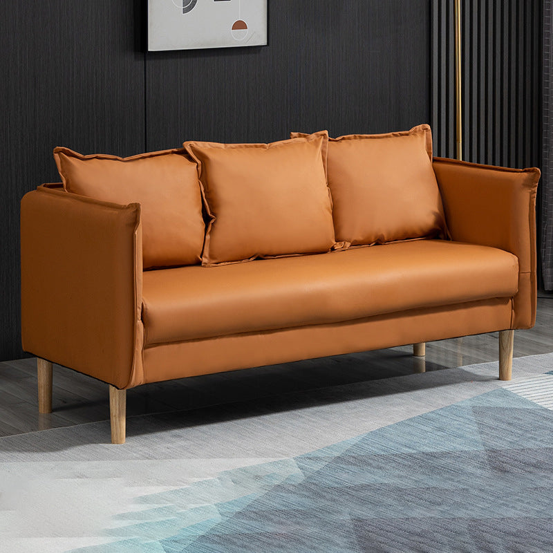 Contemporary Three Pillow Back Sofa with Tuxedo Arm for Apartment