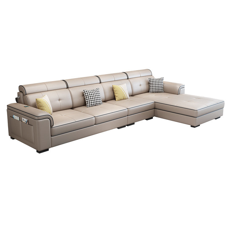 L-shape Sofa Faux Leather/Linen Sectionals with Reversible Chaise and Storage