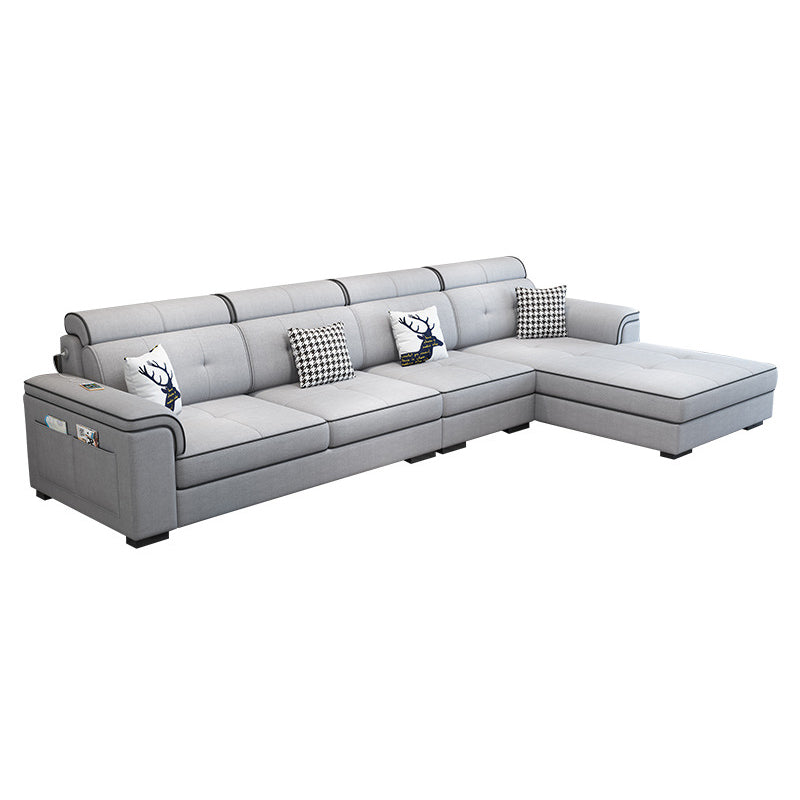 L-shape Sofa Faux Leather/Linen Sectionals with Reversible Chaise and Storage