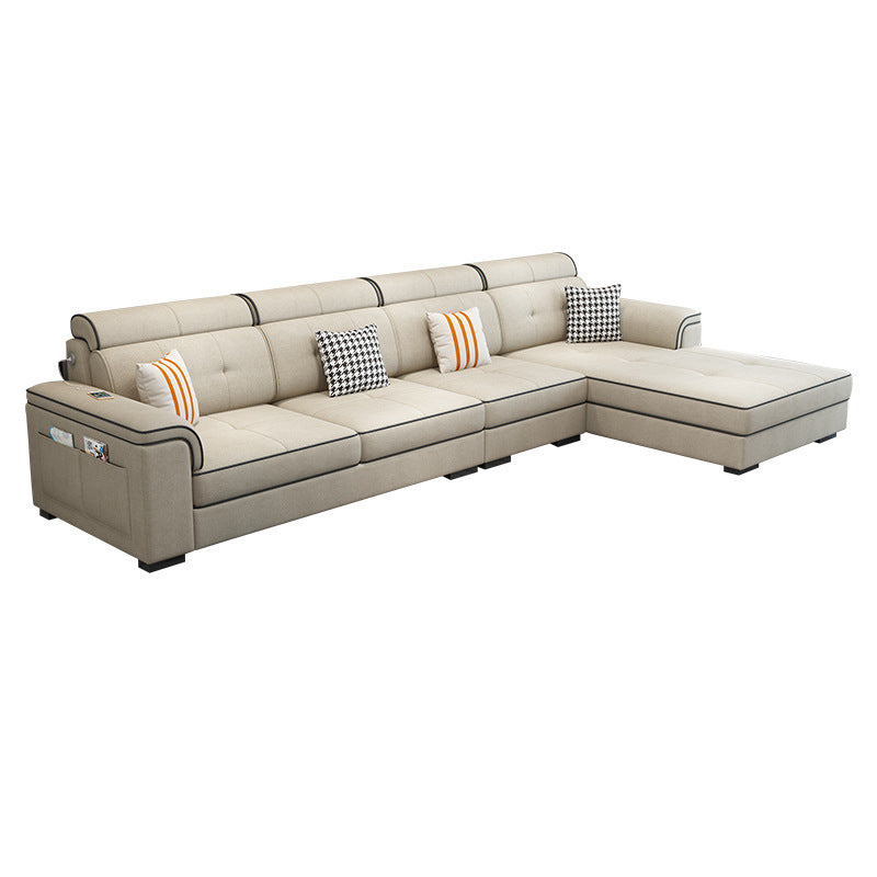 L-shape Sofa Faux Leather/Linen Sectionals with Reversible Chaise and Storage