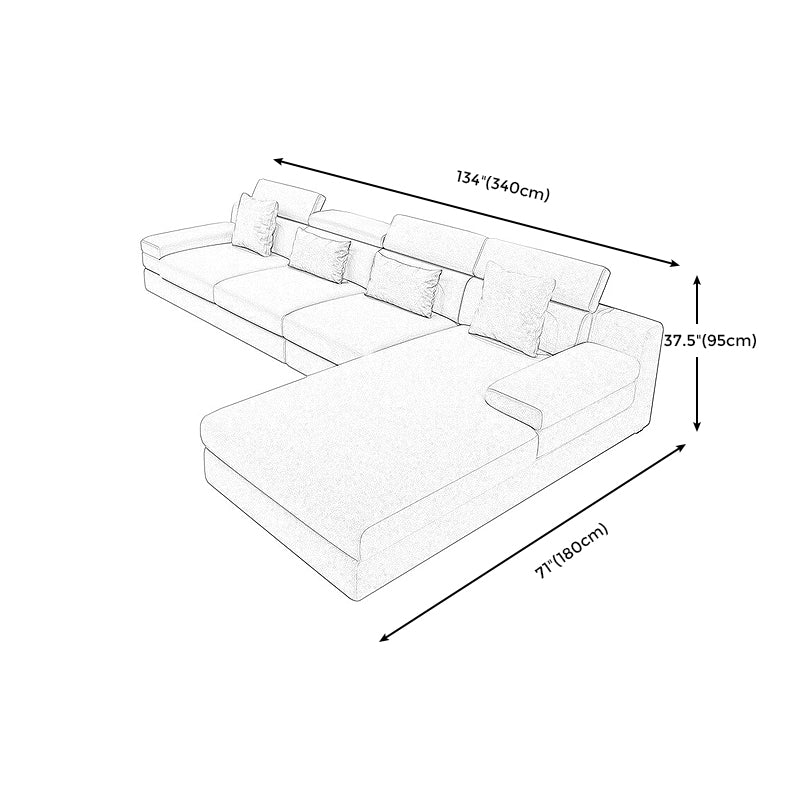 Contemporary Sofa L-Shape Sectional with Square Arm for Living Room