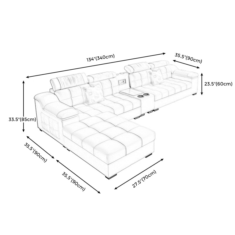 Contemporary Sofa Grey High Back Sloped Arms Sofa/Sectional for Living Room