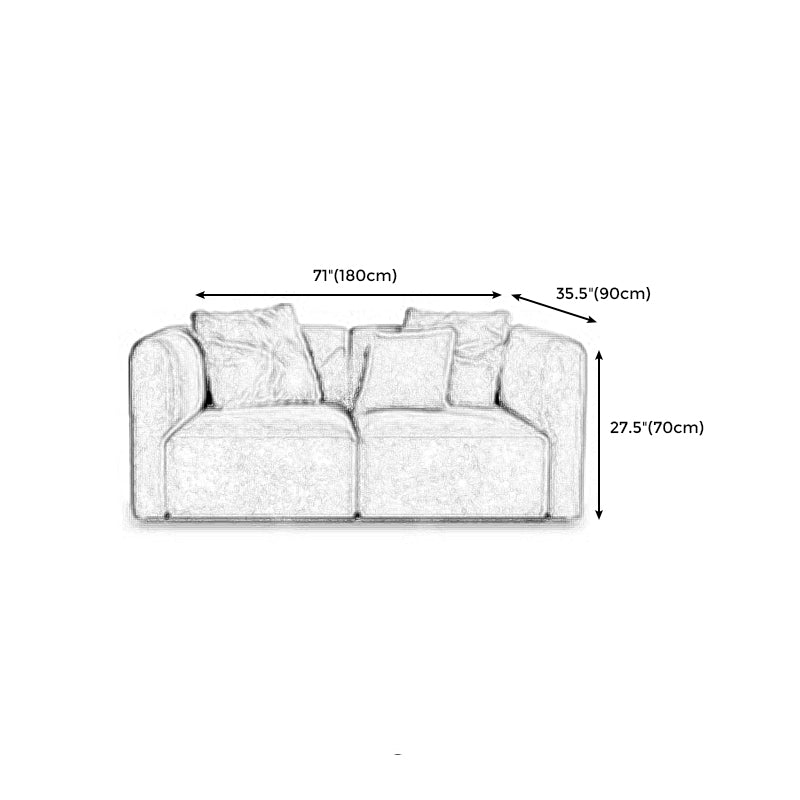 Velvet One Arm Sectional Sofa 27.56"High Tight Back Sofa for Living Room