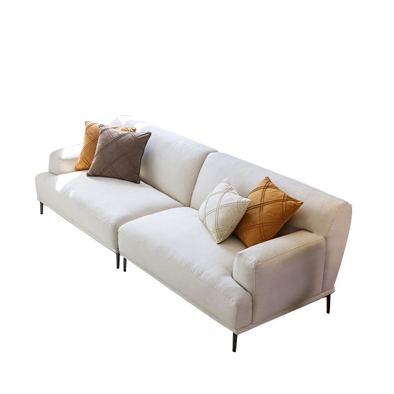 Modern Beige Sectional Sofa Scooped Arm Tight Back Sectional for Living Room