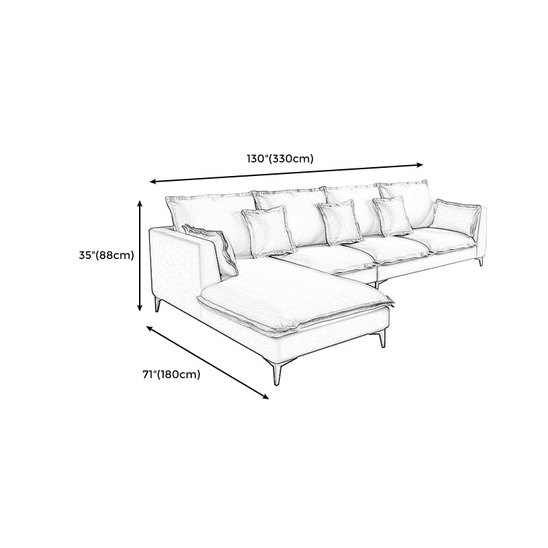 129.92"L X 70.87"W X 34.65"H Modern Sofa Cushions Square Arm Sectional with Chaise