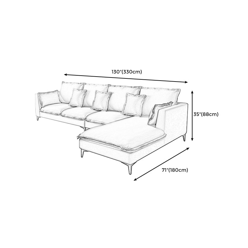 129.92"L X 70.87"W X 34.65"H Modern Sofa Cushions Square Arm Sectional with Chaise