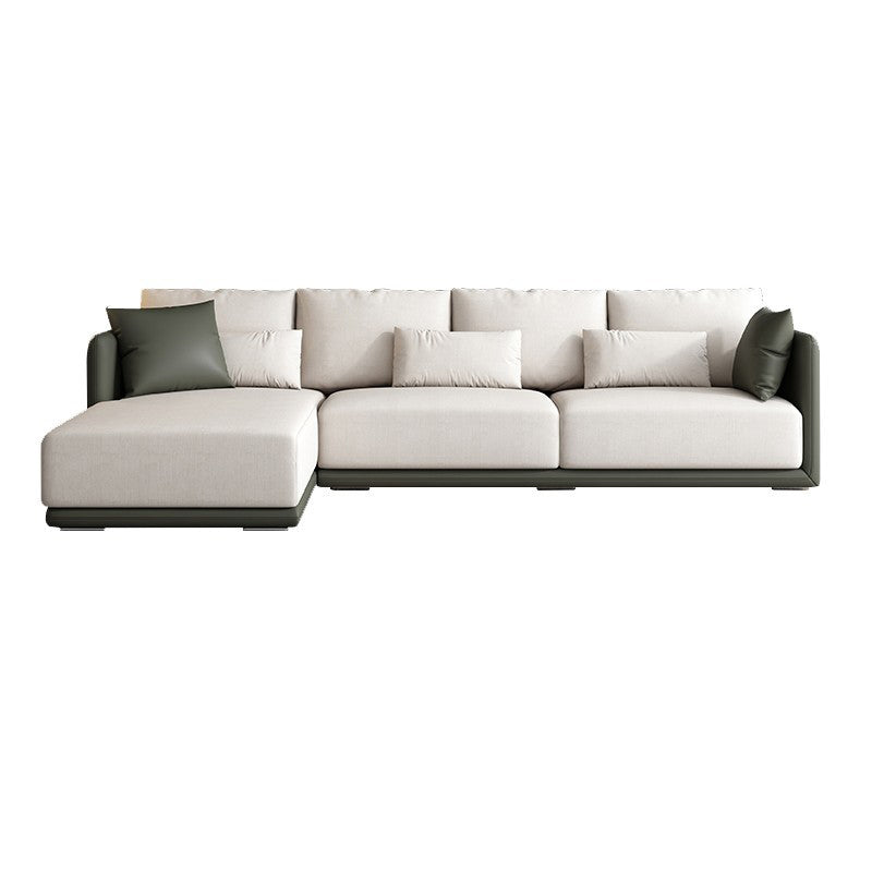 Contemporary Faux Leather Sofa Square Arm Cushion Back  Sectional for Living Room