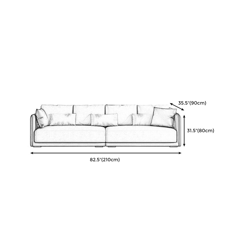 Contemporary Faux Leather Sofa Square Arm Cushion Back  Sectional for Living Room