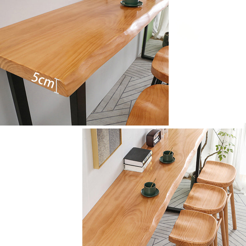 PIne Wood Bar Dining Table Modern Bar Table with Sled Base for Milk Tea Shop Kitchen