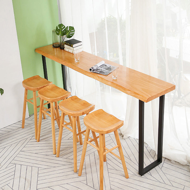 PIne Wood Bar Dining Table Modern Bar Table with Sled Base for Milk Tea Shop Kitchen