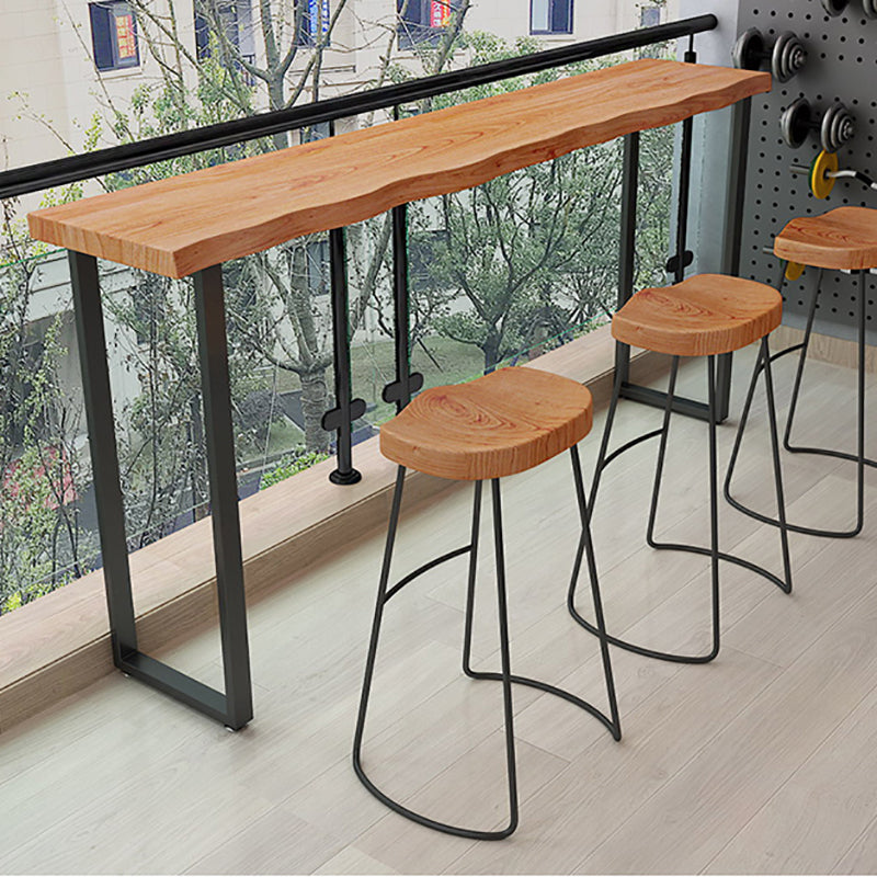 Wood Bar Dining Table Modern Bar Table with Sled Base for Dining Room