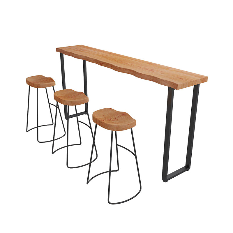 Wood Bar Dining Table Modern Bar Table with Sled Base for Dining Room