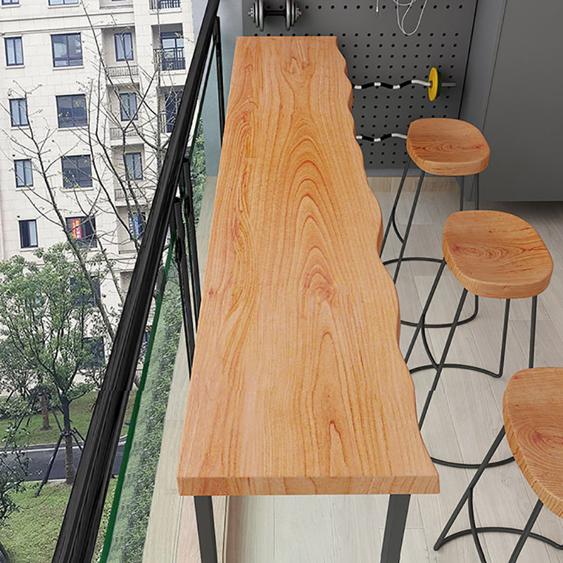 Wood Bar Dining Table Modern Bar Table with Sled Base for Dining Room