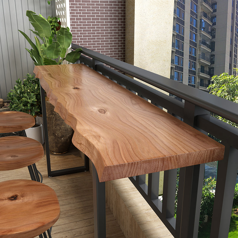 Pine Wood Bar Dining Table Modern Bar Table with Sled Base for Milk Tea Shop