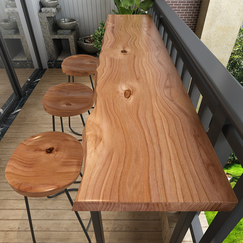 Pine Wood Bar Dining Table Modern Bar Table with Sled Base for Milk Tea Shop