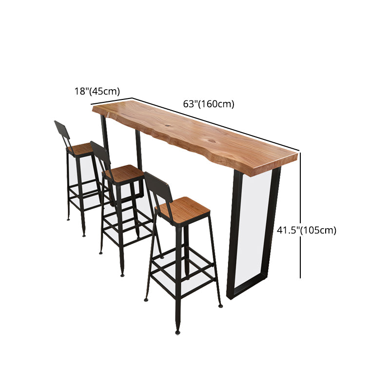 Pine Wood Bar Dining Table Modern Bar Table with Sled Base for Milk Tea Shop