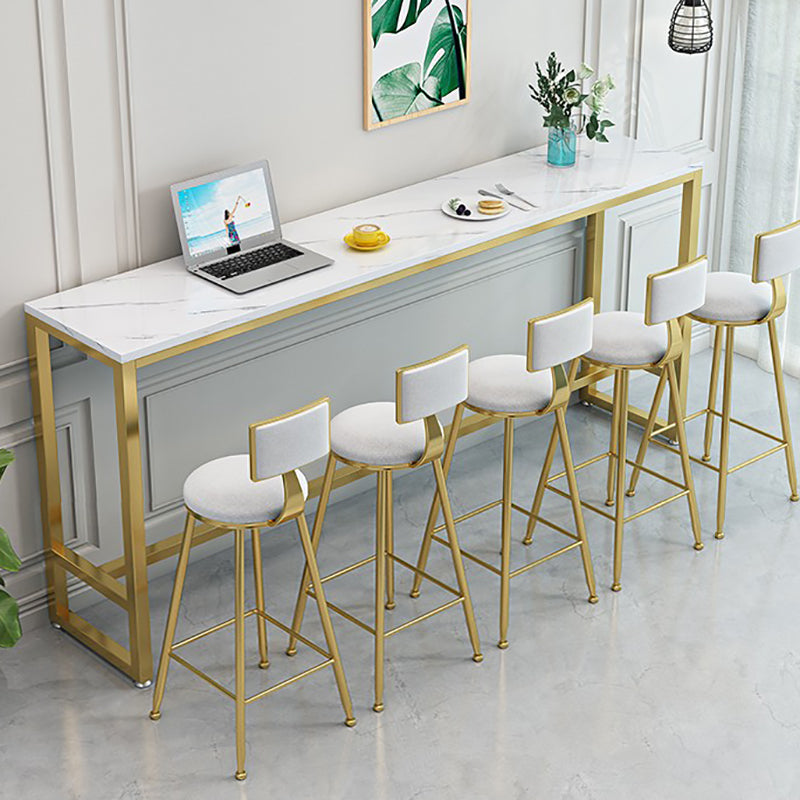 Contemporary Bar Dining Table Rectangle Bar Table with Trestle Base in Gold